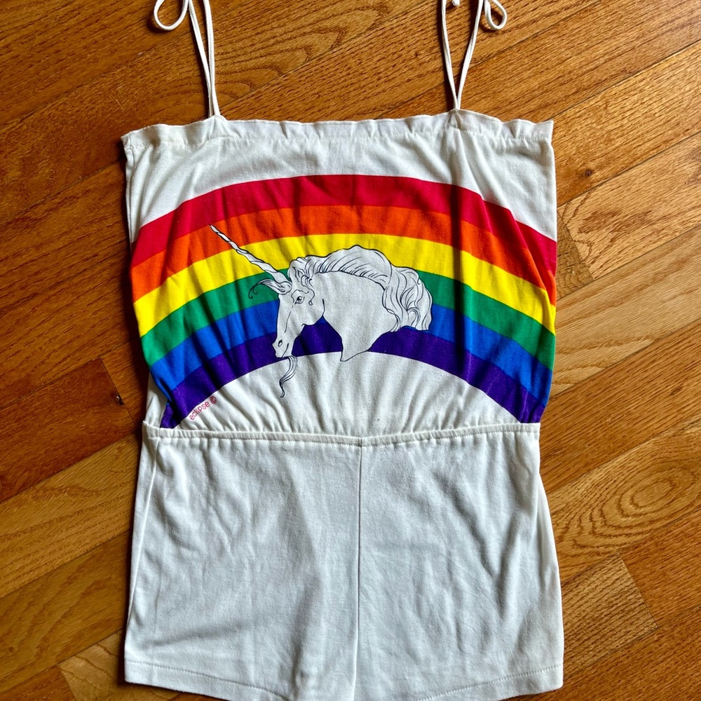 Rare 70s/80s Eclipse Unicorn Rainbow Romper - image 2
